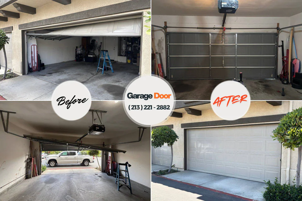 Before and after: garage door repair Cheltenham Village, PA